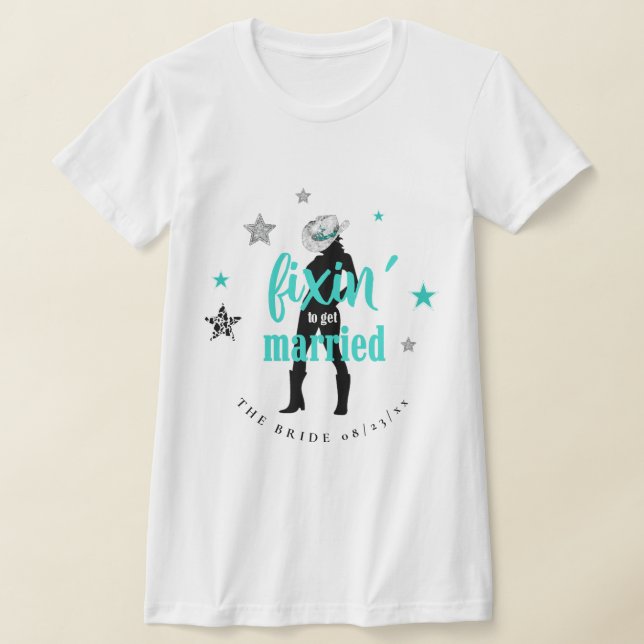 Camiseta Fixin' The Bride Disco Bachelorette Verde azulada  (Distribución)