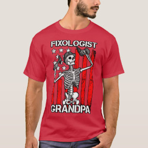 Camiseta Fixólogo Abuelo Skeleton Bandera de Estados Unidos