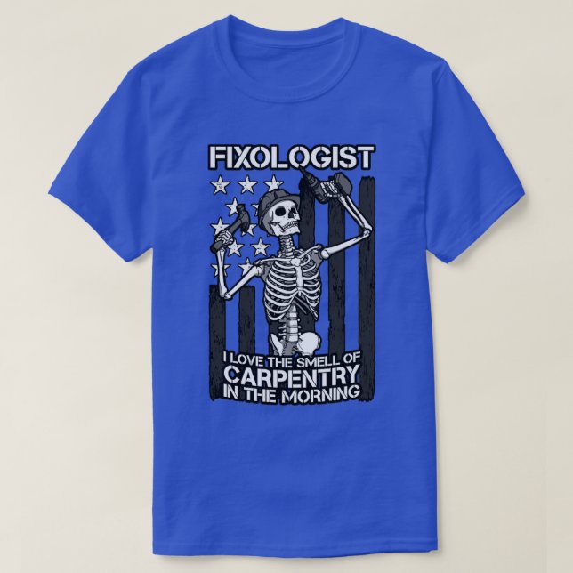 Camiseta Fixólogo Skeleton gótico Ca de madera de la bander (Diseño del anverso)