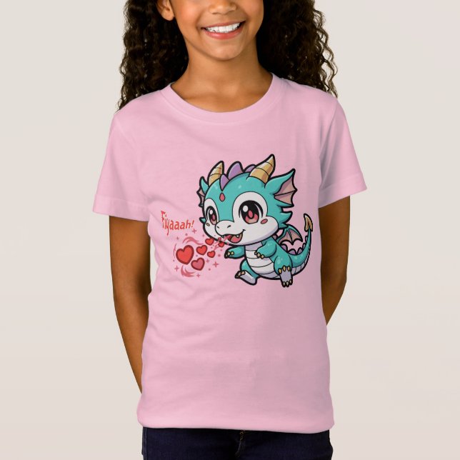 Camiseta Fiyaaah Cute Baby Dragon Chibi Anime Kawaii Heart (Anverso)