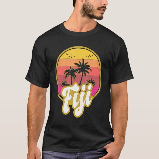Camiseta Fiyi Beach Retro Sunset (Anverso)