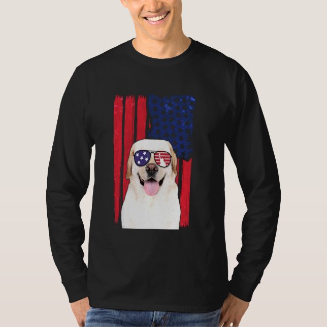 Camiseta Fl Estadounidense Patriótico Labrador Perro 4 De J (Anverso)