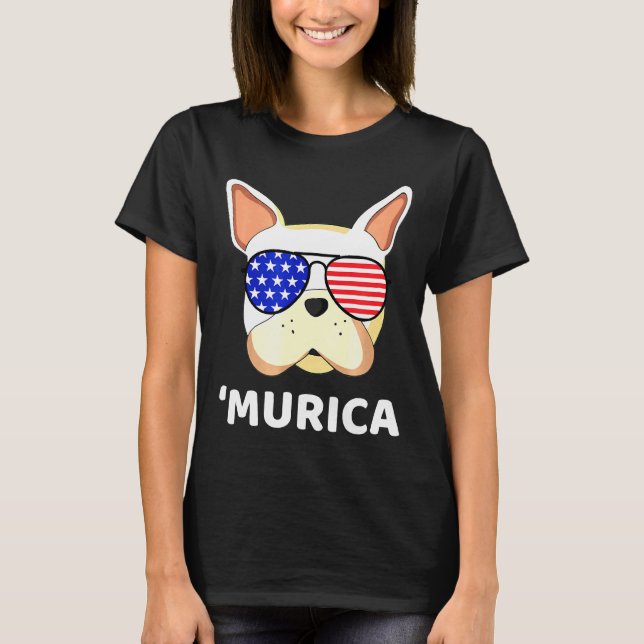 Camiseta Flag Glasses French Bulldog (Anverso)
