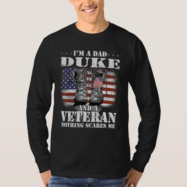 Camiseta Flag I m A Dad Duke And A Veteran Nothing Scares M (Anverso)