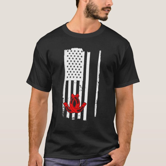 Camiseta Flag USA Horseshoe Pitching (Anverso)