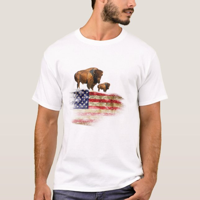 Camiseta Flag with buffalo (Anverso)