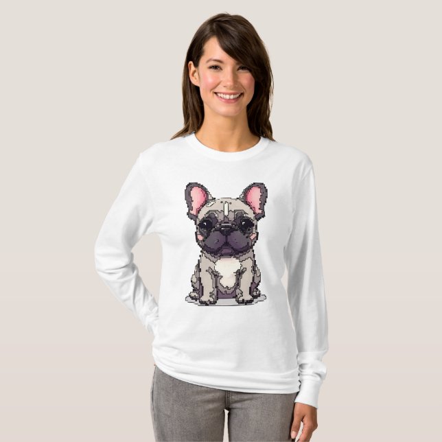Camiseta Flair de Bulldog Francés en Píxeles (Anverso completo)