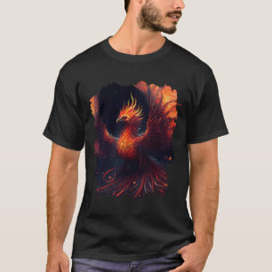 Camiseta Flamante fénix con ornamentos y resplandor de fueg