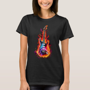 Camiseta Flamante Guitarra Eléctrica Rocker Rock Band Men