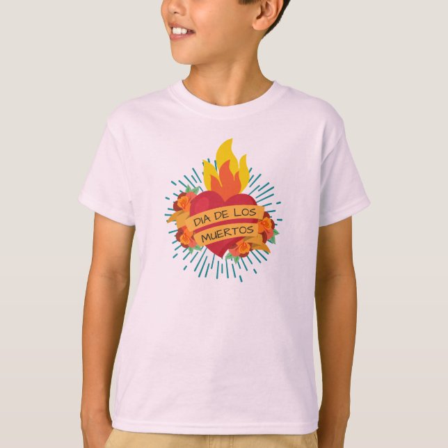 Camiseta Flamante Heart Dia de los Muertos | Sleeve Shirt (Anverso)