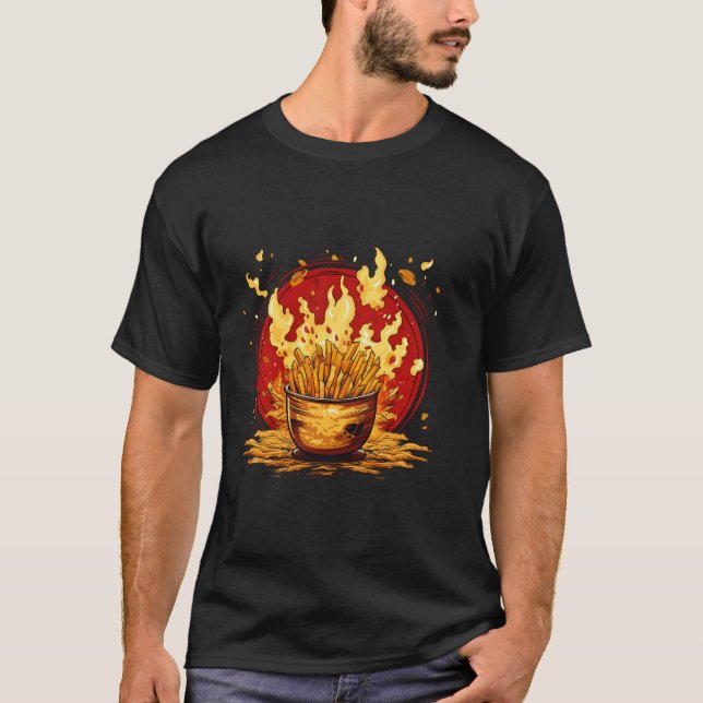 Camiseta Flamas Graciosas De Amigo De Pommes Para Ketchup Y (Anverso)