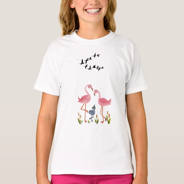 Camiseta Flamboyante Flamingo Fantasy: inspirado en las ave (Anverso)