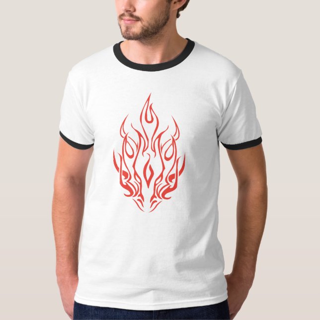 Camiseta Flame Spirit Face | Tribal Fire Silhouette Art (Anverso)