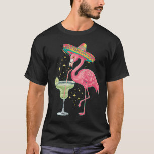 Camiseta Flamenco bebiendo Margarita Divertido Poncho Mexic