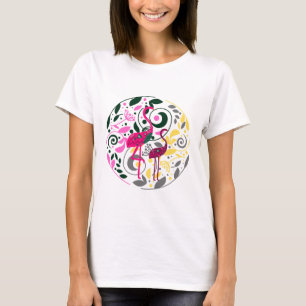 Camiseta Flamenco Circular Colorido de Verano para Mujer