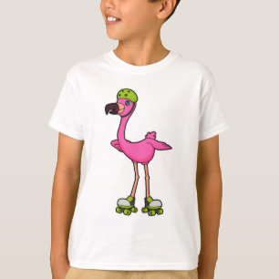 Camiseta Flamenco como patinador con patines de ruedas y ca