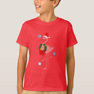 Camiseta Flamenco con el gorra de Santa y la guirnalda del