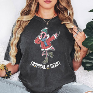 Camiseta Flamenco Dabbing Tropical en el Corazón Pájaro de 