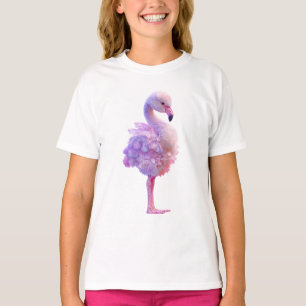 Camiseta Flamenco de Algodón de Azúcar de Acuarela Pastel S