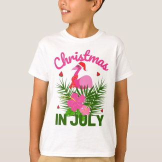 Camiseta flamenco de Santa lindo Navidad en Julio