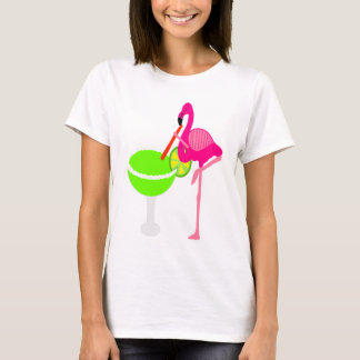 Camiseta Flamenco divertido que bebe a una Margarita