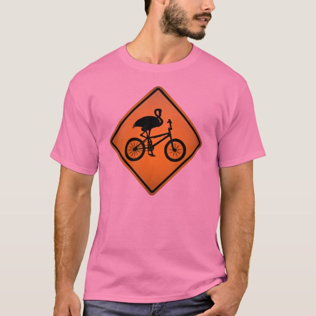 Camiseta Flamenco en señal de peligro de la bicicleta (Anverso)