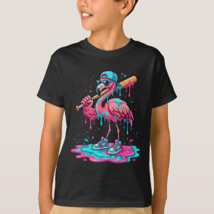 Camiseta flamenco genial béisbol helado goteo divertido dep