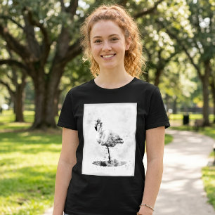 Camiseta Flamenco Monocromo Elegante en Acuarela