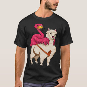 Camiseta Flamenco montando Llama Rebaño Pájaro Llama Granj