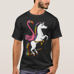 Camiseta Flamenco Pájaro Montando Unicornio