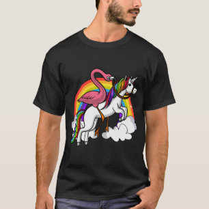 Camiseta Flamenco Pájaro Montando Unicornio