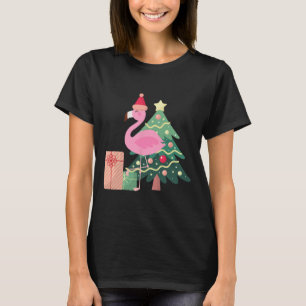 Camiseta Flamenco Rosa Árbol de Navidad Tropical Verano Nav