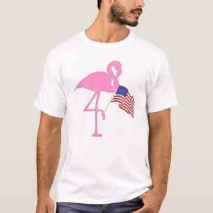 Camiseta Flamenco rosa bandera americana