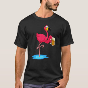 Camiseta Flamenco Rosa Bebiendo Cerveza Bebedor Vibracione