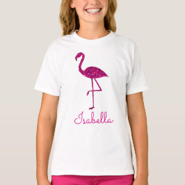 Camiseta Flamenco rosa brillante purpurina brilla Personali