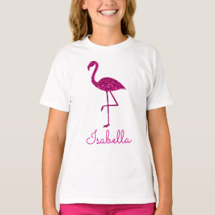Camiseta Flamenco rosa brillante purpurina brilla Personali