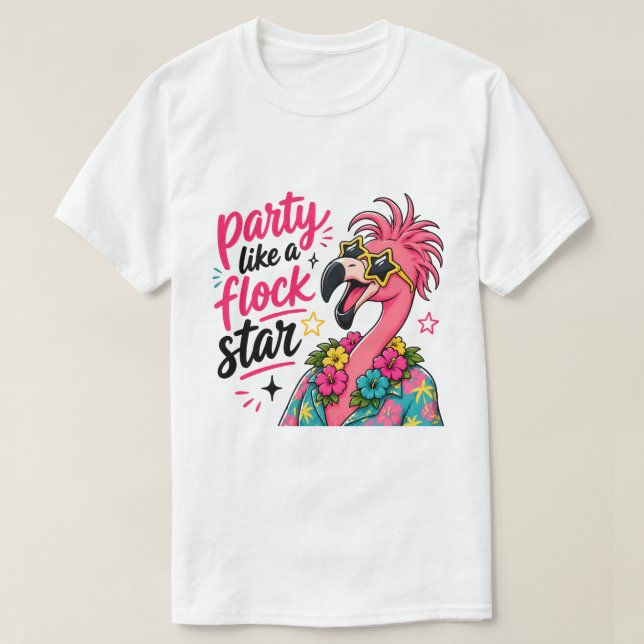 Camiseta Flamenco rosa divertido de playa  (Diseño del anverso)