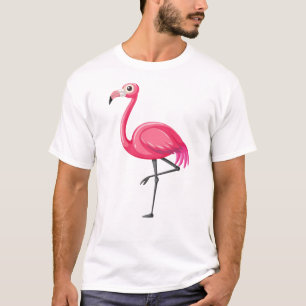 Camiseta Flamenco Rosa en Estilo de Dibujos Animados