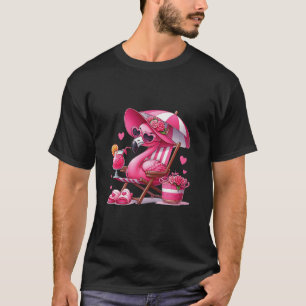 Camiseta Flamenco Rosa En Silla Con Bebida