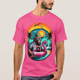 Camiseta Flamenco Rosa Fiesta Hawaiana en la Piscina Aloha