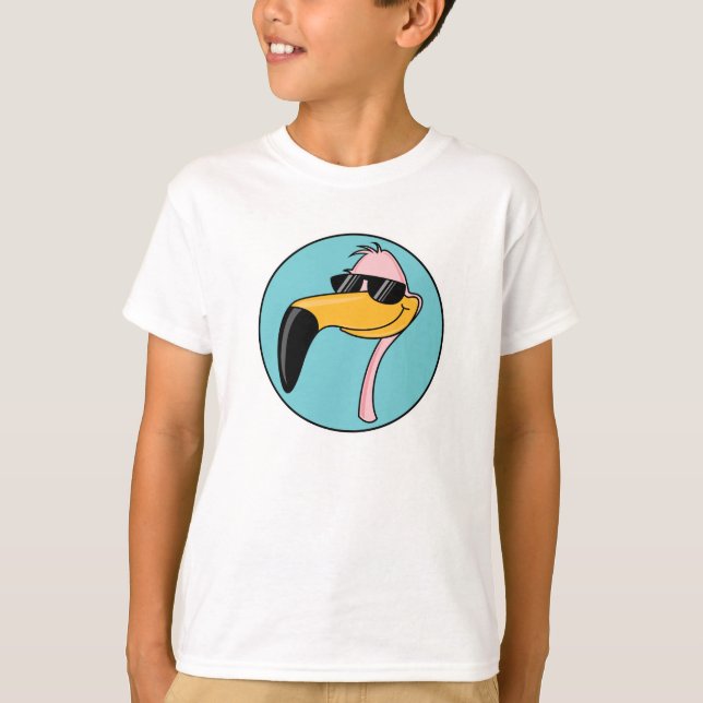 Camiseta flamenco rosa genial con gafas de sol (Anverso)