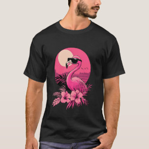 Camiseta Flamenco Rosa Genial Con Gafas De Sol Retro Atarde
