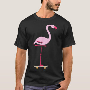 Camiseta Flamenco Rosa Patinando Gráfico Divertido y Genial