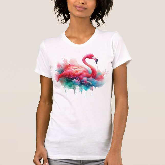 Camiseta Flamenco Rosa Sublimación de Ave (Anverso)