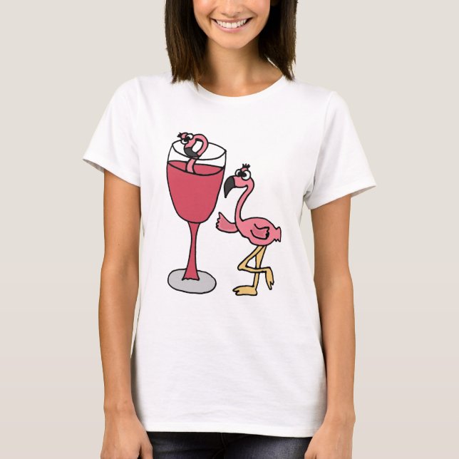 Camiseta Flamenco rosado en la copa de vino de Rubor (Anverso)