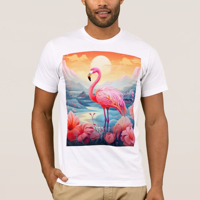 Camiseta Flamenco Tropical con Flores (Anverso)