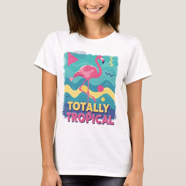 Camiseta Flamenco Tropical Retro de los 80 (Anverso)