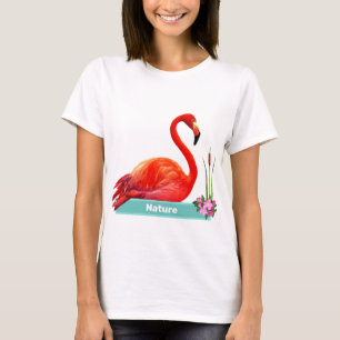 Camiseta Flamenco y flores rosa coral