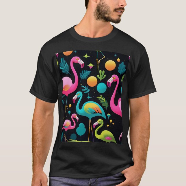Camiseta Flamencos abstractos de estilo Groovy de los años  (Anverso)