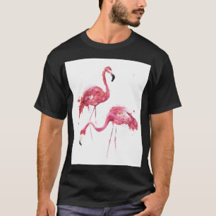 Camiseta Flamencos acuarelas, Diseño Elegante.